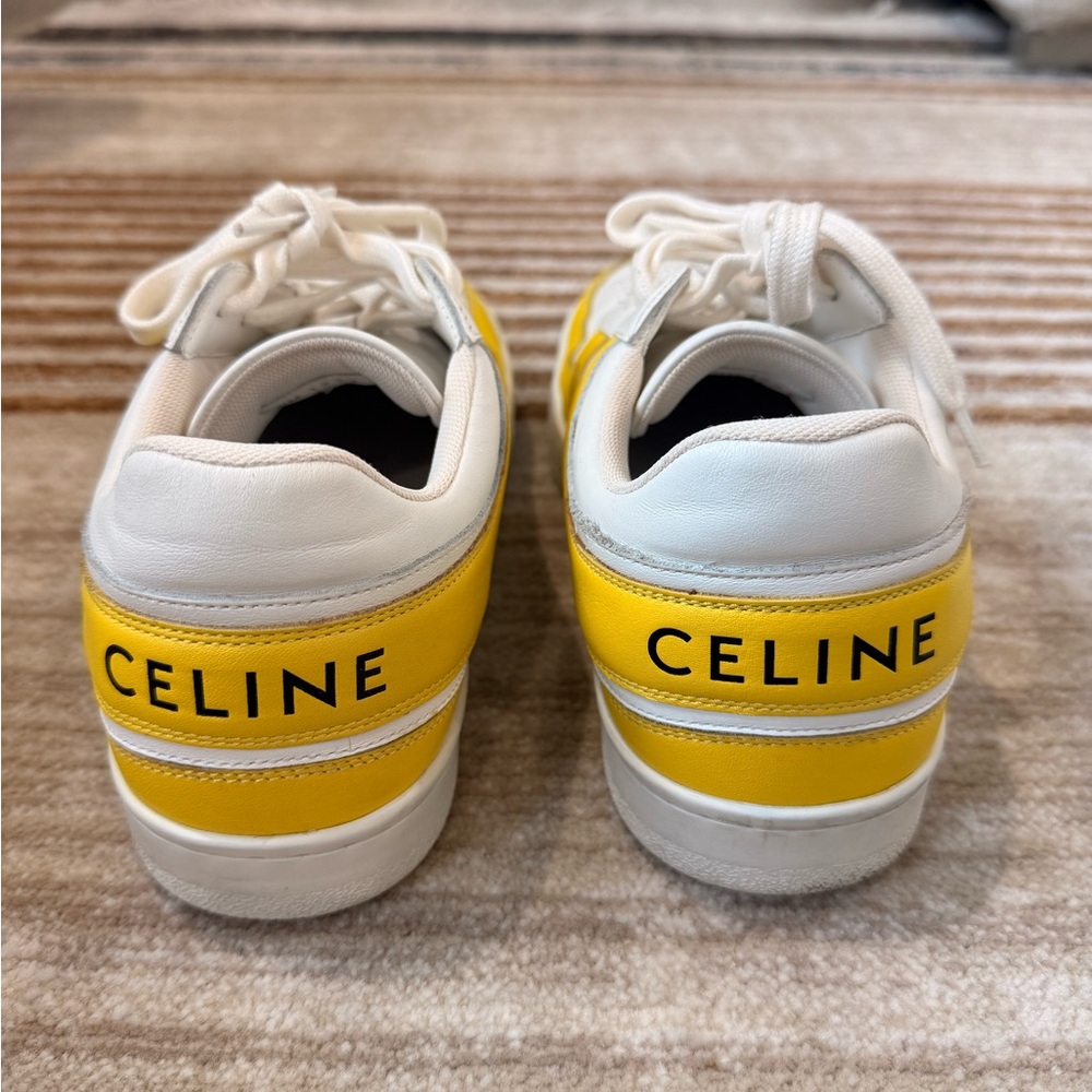 CELINE White & Yellow Leather Sneakers